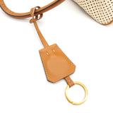 プラダ ロゴ パンチングレザー ハンドバッグ ベージュ