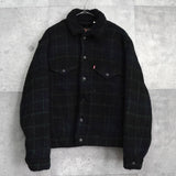 リーバイス チェック柄 ボア裏地 ウールジャケット ブラック / グリーン タグ付き未使用品