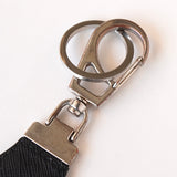 プラダ トライアングルロゴ サフィアーノレザー チャーム キーホルダー キーリング ブラック / シルバー