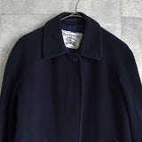 バーバリー ウール ステンカラーコート ネイビー