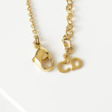 クリスチャン ディオール ヴィンテージ Diorロゴ ハート ラインストーン ネックレス GP ゴールド レディース