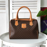 セリーヌ マカダム PVC レザー ミニボストンバッグ ハンドバッグ ブラウン