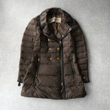 バーバリー 金ボタン ダウンジャケット ダウンコート ブラウン