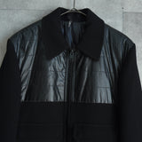 ディオール オム エディ期 異素材切り替え 中綿 キルティング ウール ブルゾン ニットジャケット ブラック