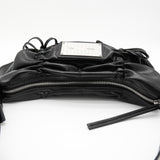 Half Shirring Ribbon Round Bag マーティン キム ロゴプレート リボン ワンショルダーバッグ ブラック