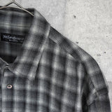 イヴ サンローラン ヴィンテージ YSLロゴ ネルシャツ 長袖シャツ グレー メンズ