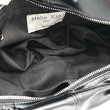 Half Shirring Ribbon Round Bag マーティン キム ロゴプレート リボン ワンショルダーバッグ ブラック