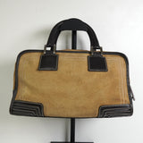 ロエベ アマソナ28 スエード / レザー ハンドバッグ ベージュ / ブラウン