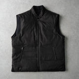 イヴ サンローラン ヴィンテージ リバーシブル YSLロゴ 刺繍 チェック柄 中綿ベスト ブラック / グレー