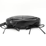 Half Shirring Ribbon Round Bag マーティン キム ロゴプレート リボン ワンショルダーバッグ ブラック