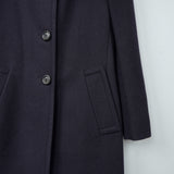 プラダ ウール ステンカラーコート ネイビー レディース