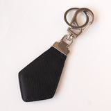 プラダ トライアングルロゴ サフィアーノレザー チャーム キーホルダー キーリング ブラック / シルバー