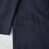 イヴ サンローラン ヴィンテージ ストライプ柄 シングル テーラードジャケット ツータック スラックス セットアップ ネイビー メンズ