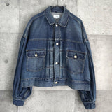 ハイク バルーンスリーブ ショート丈 デニムジャケット ブルー レディース