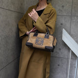 ロエベ アマソナ28 スエード / レザー ハンドバッグ ベージュ / ブラウン