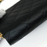 シャネル ココマーク マトラッセ サテン チェーン ショルダーバッグ ブラック