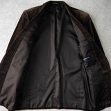 イヴサンローラン ヴィンテージ YSLロゴ ボタン チェック柄 ベロア テーラードジャケット ブラウン