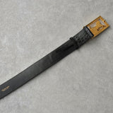 セリーヌ ヴィンテージ サルキー 輪馬車 GP バックル クロコ レザー ベルト ブラック / ゴールド レディース