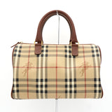 バーバリー ノバチェック PVC / レザー ミニボストンバッグ ハンドバッグ ベージュ レディース