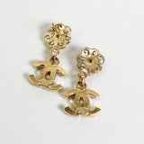 シャネル ココマーク フラワー ラインストーン ピアス GP ブラック レディース