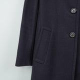 プラダ ウール ステンカラーコート ネイビー レディース