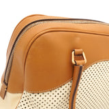 プラダ ロゴ パンチングレザー ハンドバッグ ベージュ