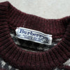 バーバリー ボーダー柄 ロゴ 刺繍 ニット ボルドー / グレー