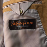 イヴ サンローラン ヴィンテージ YSLロゴ ボタン ウール ダブル テーラードジャケット キャメル メンズ