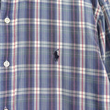 ポロ ラルフローレン ロゴ 刺繍 長袖シャツ チェック柄 ブルー
