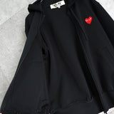 プレイ コム デ ギャルソン ハートロゴ ジップアップ パーカー ブラック