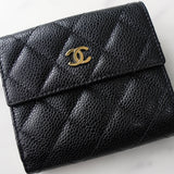 シャネル マトラッセ キャビアスキン 二つ折り財布 ブラック