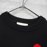 アミパリ アミ パリス ハートロゴ ボーダー ニット ブラック