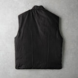 イヴ サンローラン ヴィンテージ リバーシブル YSLロゴ 刺繍 チェック柄 中綿ベスト ブラック / グレー