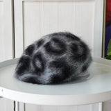 ヴィヴィアン ウエストウッド オーブ ヒョウ柄 アンゴラ モヘア ベレー帽 グレー