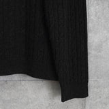 ラコステ ロゴパッチ ケーブル編み ニット ブラック