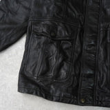 イヴ サンローラン ヴィンテージ エンボス YSLロゴ レザージャケット レザーブルゾン ブラック