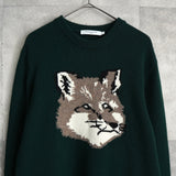 メゾン キツネ フォックスヘッド ニット ダークグリーン