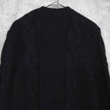 セリーヌ ヴィンテージ カシミア ケーブル ニット レディース チャコールグレー レザー ウエストベルト付き