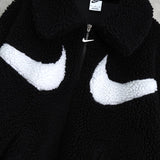 ナイキ ビッグ スウッシュロゴ ボアジャケット ブラック