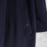 バーバリー ウール ステンカラーコート ネイビー