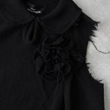 トリコ コムデギャルソン 2003年製 薔薇 装飾 カットオフ ウール ベスト レディース ブラック