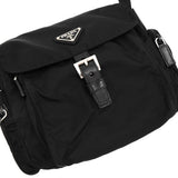 プラダ トライアングルロゴ テスート / レザー ショルダーバッグ ブラック