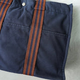 エルメス フールトゥMM キャンバス ハンドバッグ ネイビー / ブラウン