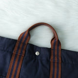 エルメス フールトゥMM キャンバス ハンドバッグ ネイビー / ブラウン