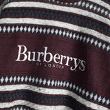 バーバリー ボーダー柄 ロゴ 刺繍 ニット ボルドー / グレー