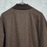 アディダス トレフォイルロゴ 千鳥格子柄 ウールジャケット ブルゾン ブラウン