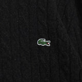ラコステ ロゴパッチ ケーブル編み ニット ブラック