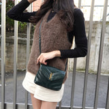 サンローラン YSLロゴ ルル レザー ショルダーバッグ グリーン