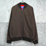 アディダス トレフォイルロゴ 千鳥格子柄 ウールジャケット ブルゾン ブラウン