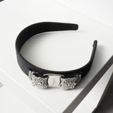 サルバトーレ フェラガモ ヴァラリボン ラインストーン ビジュー キャンバス カチューシャ ヘアバンド ブラック 箱付き